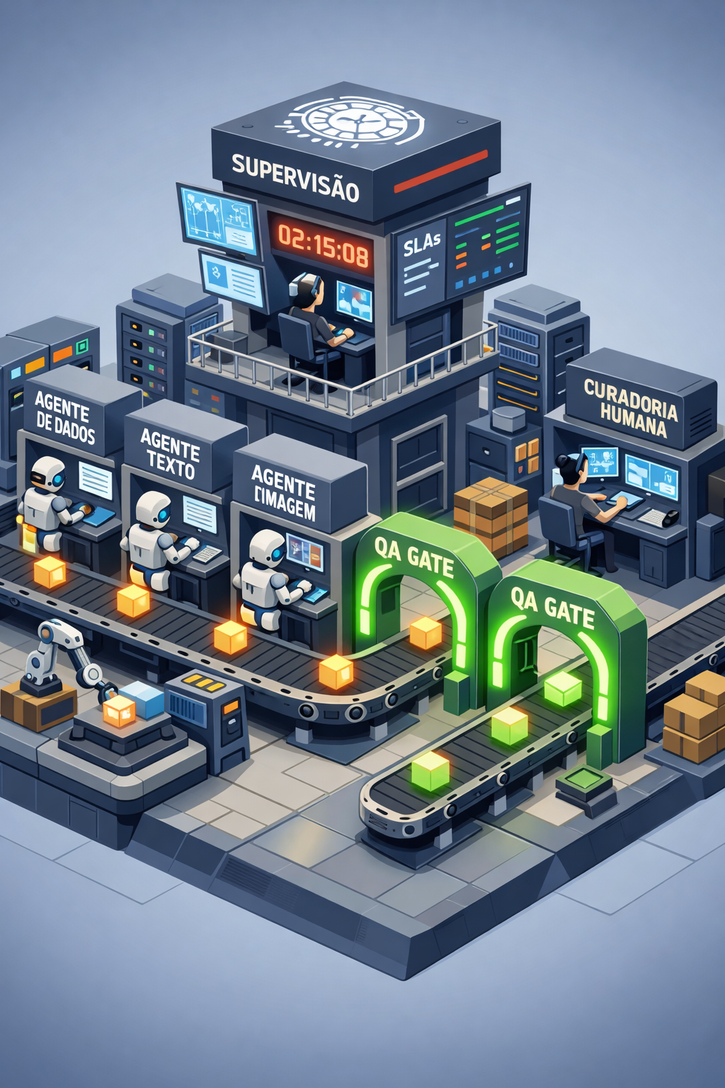 Diagrama da Fábrica de Agentes com agentes especializados