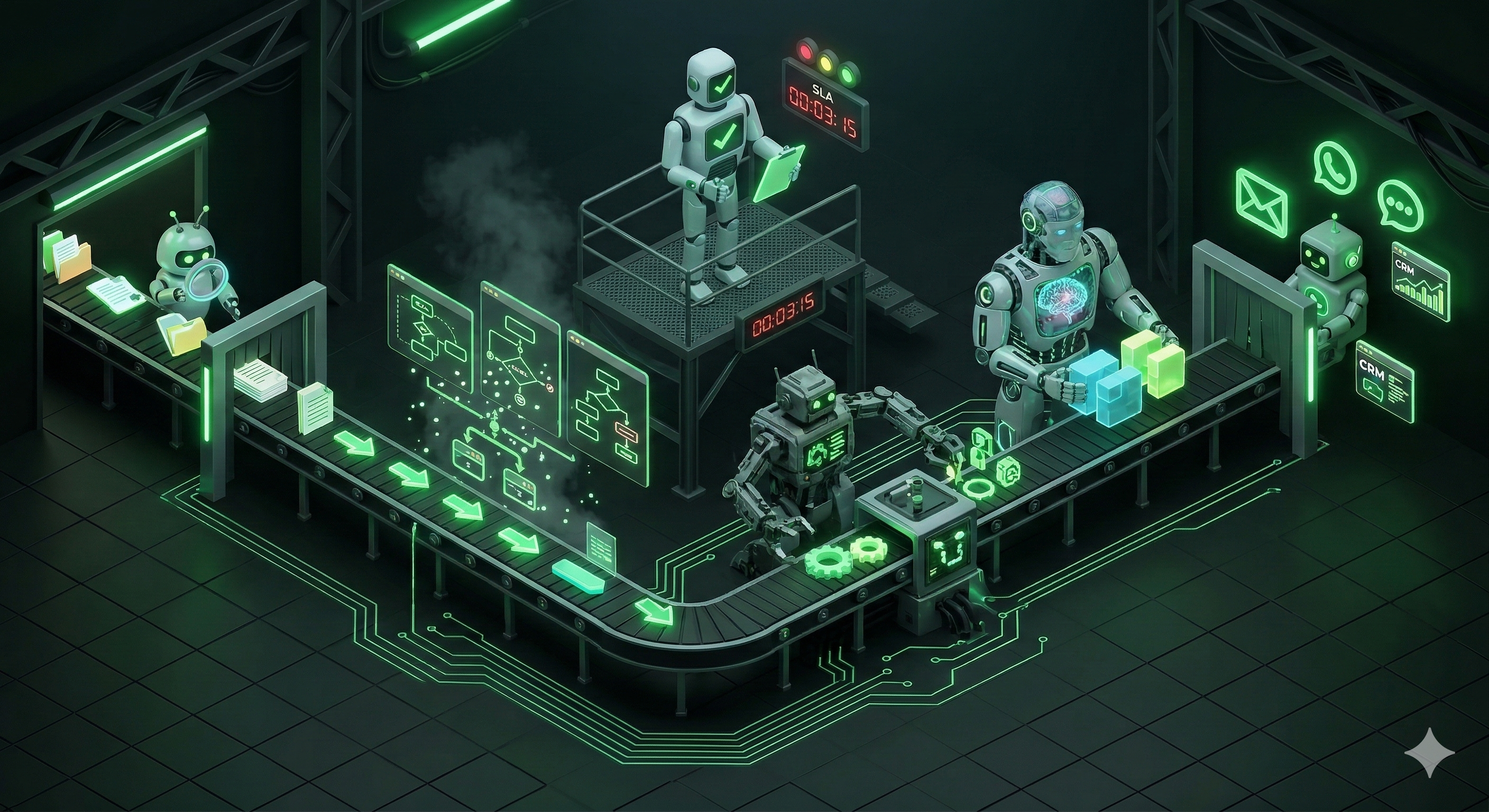 Esteira de produção da fábrica de agentes